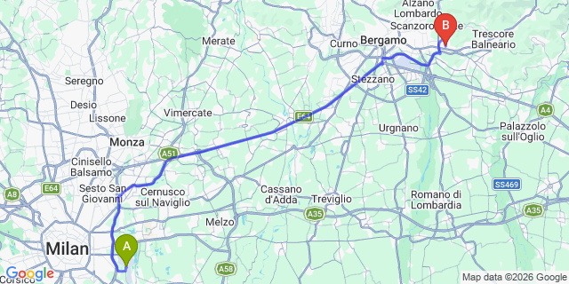 Map: Milan Linate Airport (LIN) to Albano Sant Alessandro