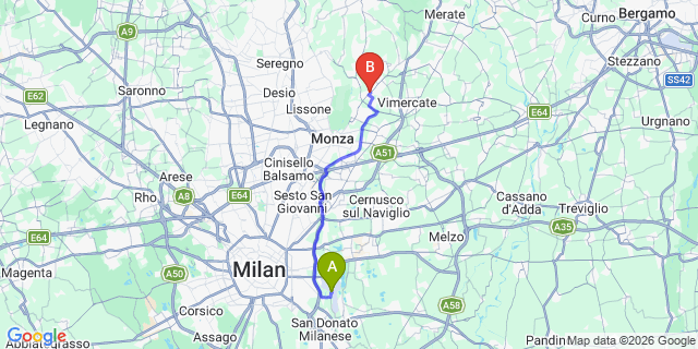 Map: Milan Linate Airport (LIN) to Arcore