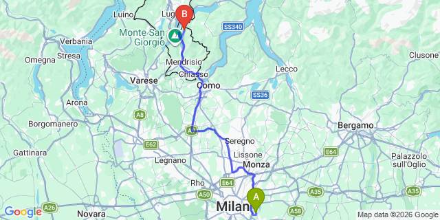 Map: Milan Linate Airport (LIN) to Arogno