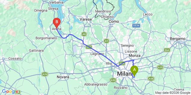 Map: Milan Linate Airport (LIN) to Arona