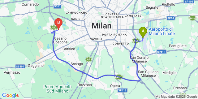 Map: Milan Linate Airport (LIN) to Baggio