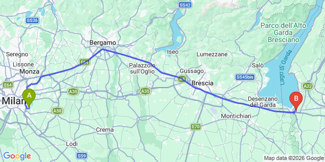 Map: Milan Linate Airport (LIN) to Belvedere Village Spa