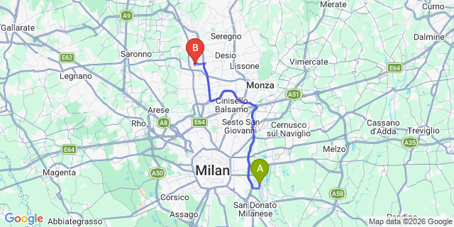 Map: Milan Linate Airport (LIN) to Bovisio Masciago