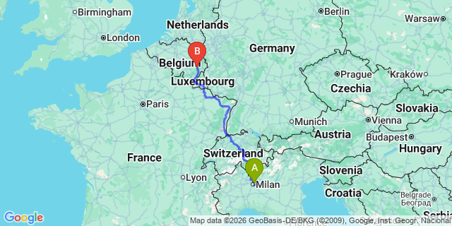 Map: Milan Linate Airport (LIN) to Bra
