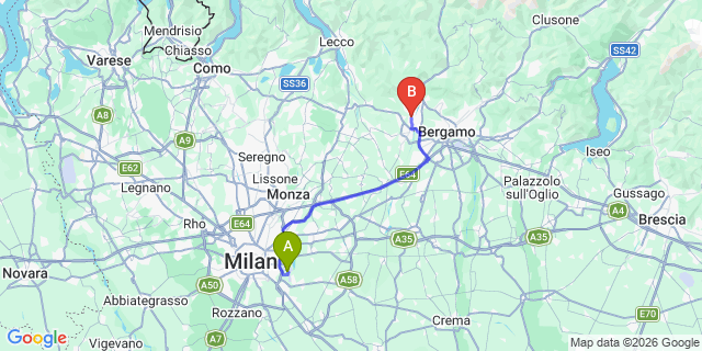 Map: Milan Linate Airport (LIN) to Brembate di Sopra