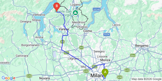 Map: Milan Linate Airport (LIN) to Brissago-Valtravaglia