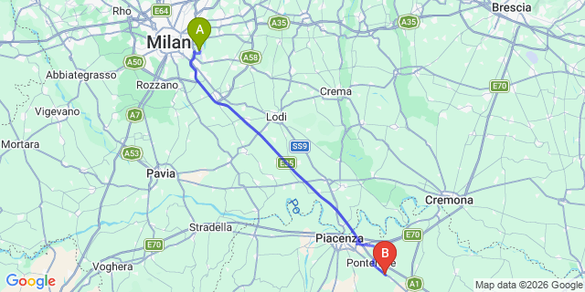 Map: Milan Linate Airport (LIN) to Cadeo