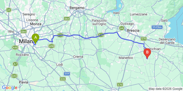 Map: Milan Linate Airport (LIN) to Calvisano
