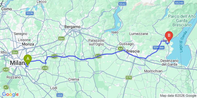 Map: Milan Linate Airport (LIN) to Camping Al Weekend