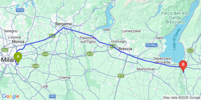 Map: Milan Linate Airport (LIN) to Camping Altomincio Family Park