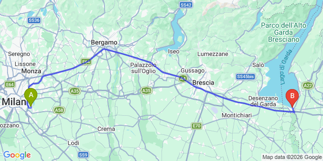 Map: Milan Linate Airport (LIN) to Camping Butterfly Village