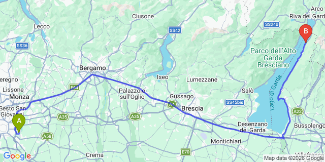 Map: Milan Linate Airport (LIN) to Camping Claudia