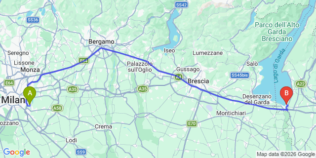 Map: Milan Linate Airport (LIN) to Camping del Garda