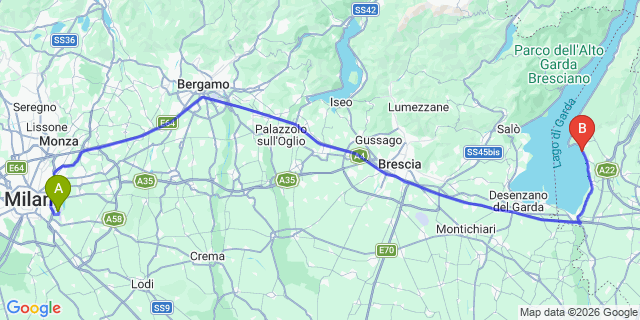 Map: Milan Linate Airport (LIN) to Camping La Rocca