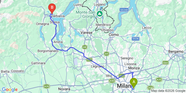 Map: Milan Linate Airport (LIN) to Camping Village Isolino