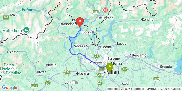 Map: Milan Linate Airport (LIN) to Cannobio