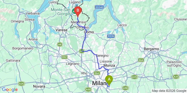 Map: Milan Linate Airport (LIN) to Capolago