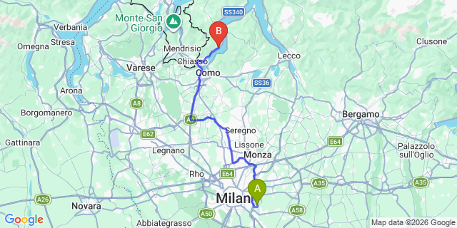 Map: Milan Linate Airport (LIN) to Carate Urio