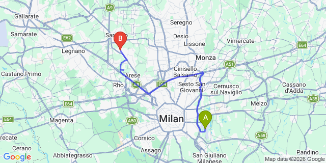 Map: Milan Linate Airport (LIN) to Caronno Pertusella