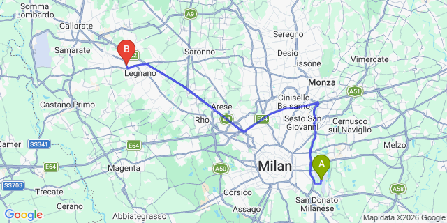 Map: Milan Linate Airport (LIN) to Castellanza