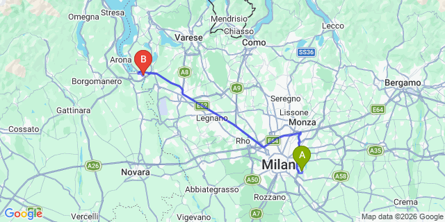 Map: Milan Linate Airport (LIN) to Castelletto sopra Ticino