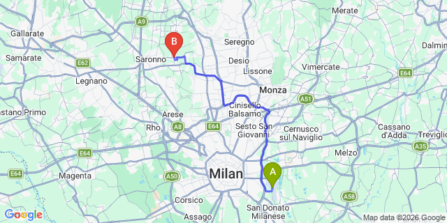 Map: Milan Linate Airport (LIN) to Ceriano Laghetto