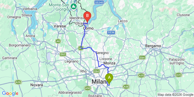Map: Milan Linate Airport (LIN) to Cernobbio