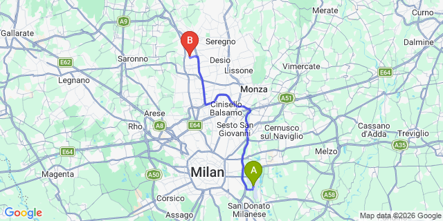 Map: Milan Linate Airport (LIN) to Cesano Maderno
