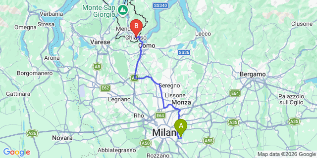 Map: Milan Linate Airport (LIN) to Chiasso