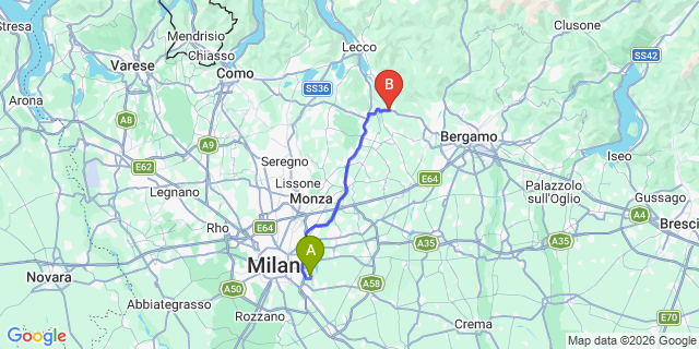 Map: Milan Linate Airport (LIN) to Cisano Bergamasco