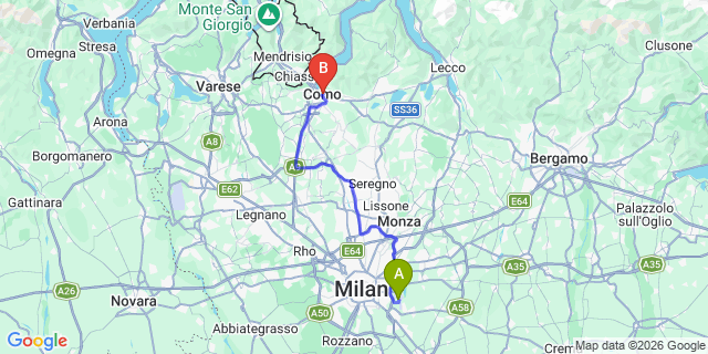 Map: Milan Linate Airport (LIN) to Como