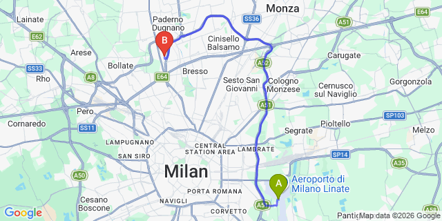 Map: Milan Linate Airport (LIN) to Cormano
