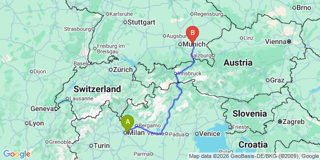 Map: Milan Linate Airport (LIN) to Cortina d’Ampezzo