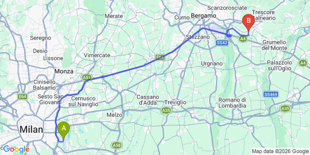 Map: Milan Linate Airport (LIN) to Costa di Mezzate