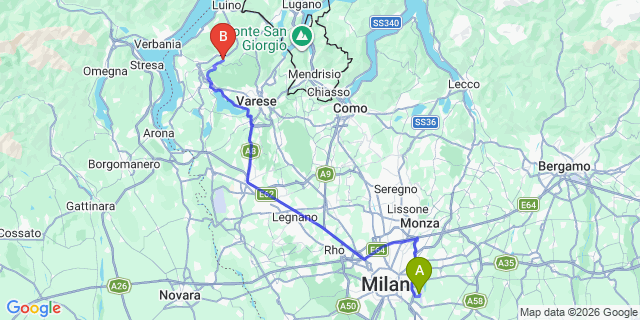 Map: Milan Linate Airport (LIN) to Cuvio