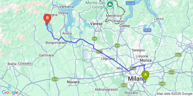 Map: Milan Linate Airport (LIN) to Egro