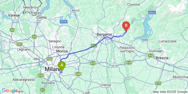 Map: Milan Linate Airport (LIN) to Entratico