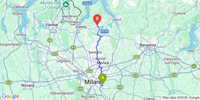 Map: Milan Linate Airport (LIN) to Erba