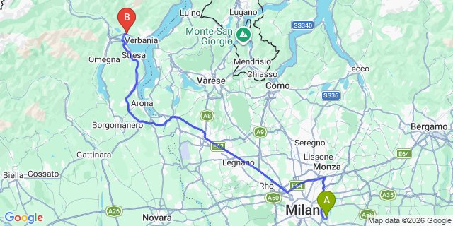 Map: Milan Linate Airport (LIN) to Fondotoce