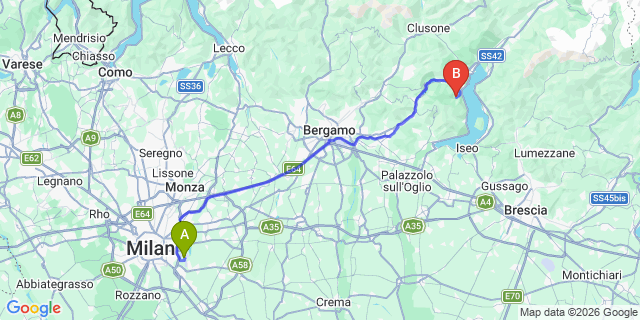 Map: Milan Linate Airport (LIN) to Fonteno