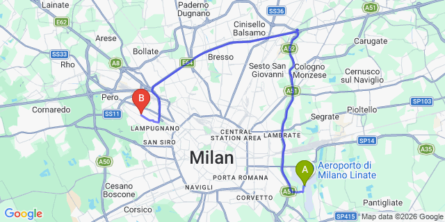 Map: Milan Linate Airport (LIN) to Gallaratese