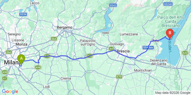 Map: Milan Linate Airport (LIN) to Garda