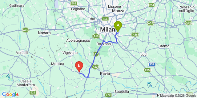Map: Milan Linate Airport (LIN) to Garlasco