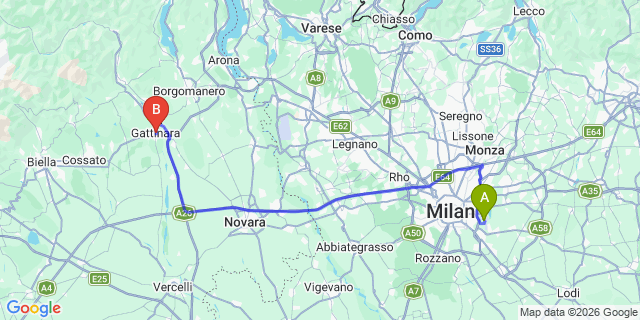 Map: Milan Linate Airport (LIN) to Gattinara