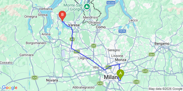 Map: Milan Linate Airport (LIN) to Gavirate