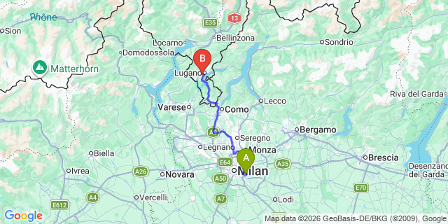 Map: Milan Linate Airport (LIN) to Gentilino