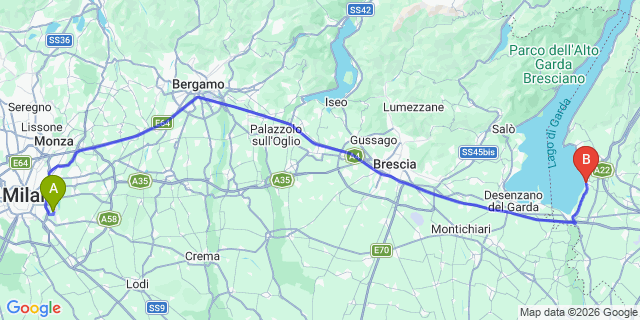 Map: Milan Linate Airport (LIN) to Lazise