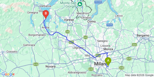 Map: Milan Linate Airport (LIN) to Lesa