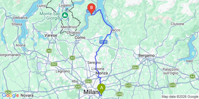 Map: Milan Linate Airport (LIN) to Lezzeno