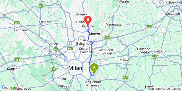 Map: Milan Linate Airport (LIN) to Lissone